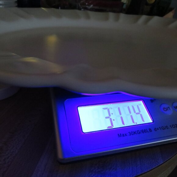 Light Cream Heavyweight Platter with thick ruffled edge stoneware micro safe - Picture 6 of 6